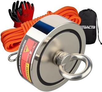 MUTUACTOR Neodymium Fishing Magnet,Double Sided Combined 1500lbs Powerful Fishing Magnet Heavy Duty with 65Ft Salvage Rope,Durable Gloves,Waterproof Bag for Retrieving Tools Find Treasure