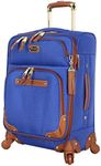 steve madden Designer Luggage Collection - Lightweight Softside Expandable Suitcase for Men & Women - Durable 20 Inch Carry On Bag with 4-Rolling Spinner Wheels, Global Blue, 20in, Spinner