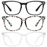 konqkin 3-Pack-Blue-Light-Blocking-Glasses-Women & Men Computer Gaming Glasses Computer Screen Filter Glasses Anti Headache Eye Strain Glasses Lightweight Eyeglasses for TV Phone (3BTL)