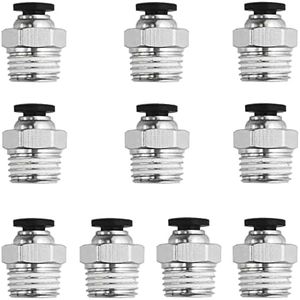 XINMEIWEN 10Pack 1/4" NPT Male Thread 4mm Pneumatic Push-to-Connect-Fittings Air Fittings PC4-N2