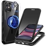 seacosmo Magnetic Case for iPhone 11 5.8 Inch, Full Body Protection and Built-in 9H Privacy Screen Protector + Camera Lens Protector, Anti Peeping Clear Back Cover for iPhone 11 - Black