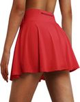 Tennis Skirt Golf Skort for Women High Waisted Pleated Skirts with Shorts and 3 Pockets for Athletic Running Red