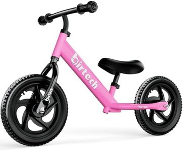 Birtech 12 Inch Toddler Balance Bike for Kids 2-6 Years Old, Adjustable Seat Height, Indoor Outdoor Toy Bicycle With No Pedals, Pink