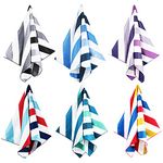 Whale Flotilla Oversized Microfiber Beach Towels, Cabana Striped Quick Dry Travel/Pool Towel Set for Adults and Kids, 6 Pack, Mixed Colors(Black/Purple/Blue/Navy/Aqua/Red), 35x70 Inch