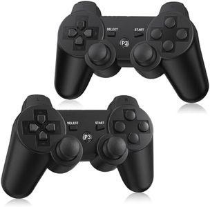 PS3 Controller Wireless 2 Pack, with 2 Charging Cables, Compatible with Playstation 3 - Black