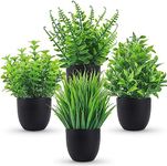 Der Rose Fake Plants 4 Packs Artificial Plants Small Faux Plants Black Bathroom Accessories for Bathroom Home Office Table Decor Indoor