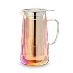 Pinky Up Annika Glass Teapot, Loose Leaf Tea Infuser, Hot Tea or Iced Tea Maker, Teapot, 33 Ounce Loose Leaf Infuser, Iridescent, Set of 1