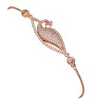 Nilu's Collection Rose Gold Plated American Diamond Adjustable Bracelet, Stylish Fashion Jewellery Gift for Girls & Women (Design 6)