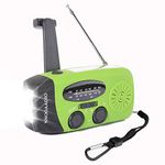 Wind Up Radio, Emergency Solar Hand Crank Radio, AM/FM Weather Radio with Power Bank Phone Charger, Bright LED Flashlight for Household and Outdoor Survival (Green)