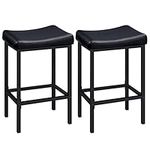 HOOBRO Bar Stools, Set of 2 Bar Chairs, Counter Height Stools, Saddle Stools with Curved Surface, Kitchen Stools, 63 cm, 6 cm Thick Upholstery, for Kitchen, Dining Room, Cafe Black BB10BY01