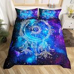 Galaxy Duvet Cover for Girls Teenagers Sun and Moon Bedroom Decoration Hippie Bohemian Bedding Lovely Bohemian Cosmic Starlight Single Bedding Purple-Blue