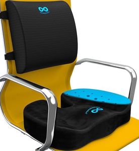 Everlasting Comfort Gel Memory Foam Seat Cushion and Lumbar Support Pillow for Office Chair Bundle