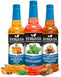 Syruvia Sugar-Free Holiday Syrup Variety Pack - Pumpkin Spice, Brown Sugar Cinnamon & Peppermint - 25.4oz - 0 Calorie - 3-Flavor Holiday Gift Set, Gluten-Free, Kosher (3-Pack)