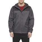 Tommy Hilfiger Men's Lightweight Breathable Waterproof Hooded Jacket Fleece, Black/Charcoal, 3XL Big Tall