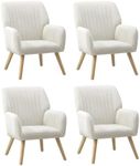 Oikiture Boucle Armchair wich Wooden Legs Reading Room Accent Chair for Home Living Room Bedroom Arm Lounge Chair 4pcs Blue