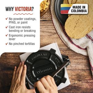 Victoria Cast Iron Tortilla Press – Heavy Duty, 8-Inch