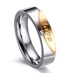 Uloveido Fashion 4mm Women's Stainless Steel Wedding Bands Engaraved Love Engagement Rings for Her CR058 (Women, Size O)