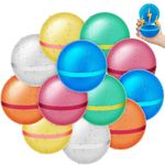 24 PCS Reusable Water Balloons Water Balls,Bbiodegradable Water Balloons,Soft Silicone Water Balloons Self Sealing Quick Fill Summer Games for Kids Outside,Summer Fun Party Gift