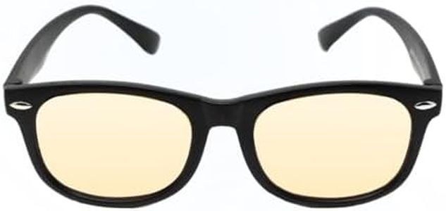 DefenderShield Kids Blue Light Blocking Glasses for Computer, Mobile, Video Games, Gaming - 50% Blockage (Black, Amber)