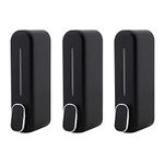 KKD® ABS Plastic Wall Mounted Oval Shaped Soap Dispenser, Leak-Free Multipurpose Liquid Dispenser for Hand Wash, Shampoo, Gel Dispenser for Bathroom/Basin/Kitchen Sink (Black, 300 ml) (Pack of 3)