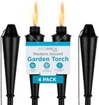 BIRDROCK HOME Outdoor Torches - Durable Construction, Modern Design, Weather Resistant, Citronella Oil Compatible, Ideal for Backyards, Patios, Pathways - Garden Torch, 4 Pack