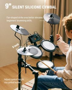 Donner DED-70 Kids Electric Drum Kit – 150 Sounds, Mesh Pads, USB MIDI, Cymbals, Pedals, Throne, Headphones, Sticks