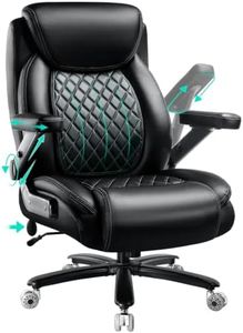 600LBS Large Heavy Duty Office Chair with 5D Flip Arms,Comfy Big and Tall Executive Office Desk Chair with Pocket Spring Cushion,High Back Computer Chair with Lumbar Support,Dual Rubber Wheel