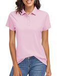 TACVASEN Polos Women Sun Protection Golf Shirts Short Sleeve UPF 50+ Lightweight Collared Shirt, Light Pink, M