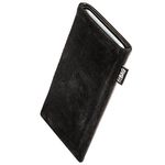 fitBAG Fusion Black/Black custom tailored sleeve for Apple iPhone 16 Pro Max 6.9" | Made in Germany | Fine nappa leather pouch case cover with MicroFibre lining for display cleaning