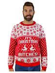 Tstars It's Christmas Bitches Ugly Sweater Funny Humping Reindeer Men Women Sweater Large Multicolor