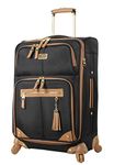 Steve Madden Designer Luggage Collection - Lightweight 24 Inch Expandable Softside Suitcase - Mid-size Rolling 4-Spinner Wheels Checked Bag, Harlo Black, 24", Luggage With Spinner Wheel