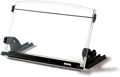 3M Adjustable Document Copy Holder, In-line with Monitor Minimizing Head and Neck Movement, 150 Sheet Capacity Holds Sheets to Books, Elastic Line Guide Keeps Pages Open, 14" Wide, Black (DH630) - Black/Clear