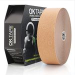 (2in X 103 Feet) OK TAPE PRO Bulk Kinesiology Tape, Original Elastic Latex Free Kinesiology Therapeutic Tape, Free Cut Printed, Beige+Beige