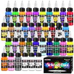 FansArriche Airbrush Paint Set, 34 Colors Acrylic Air Brush Paint Kit with 2 Thinner, Ready to Spray Water-Based Opaque & Neon Colors for Beginners, Artists, DIY Projects, 20ml/Bottle