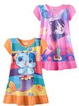 SOIBEEN Girls Nighties Mermaid Cat Nightgowns 2-Pack Nightdress Cotton Short Sleeve Sleepwear for Girls 6-7 Years