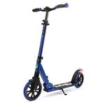 Folding Kick Scooter for Adults and Kids - Boys and Girls Freestyle Scooter with Big Wheels, 1-Kick Open Mechanism, Anti-Slip Rubber Deck and LED Light - Folding Grips Handlebar Adjusts to 3 Heights