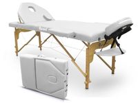QUIRUMED Elite Folding Wooden Massage Table, White, 194 x 70 cm, Leatherette, Portable, Foldable backrest, Removable headrest, Face hole, Adjustable height, up to 150 kg