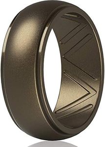 ThunderFit Breathable Silicone Wedding Ring for Men - 1 Ring (Men Bronze, 13.5-14 (23mm))