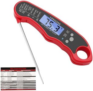 Lonicera Digital Meat Thermometer for Food Cooking. Waterproof & Instant Read for Kitchen Baking, BBQ. with Foldable Probe, Backlight & Calibration (Red)