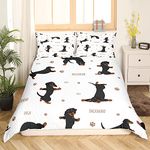 Sausage Dog Duvet Cover Boys Dachshund Bedding Set for Kids Teens Ultra Soft Puppy Dog Comforter Cover Set Kawaii Pet Brown Bedspread Cover Room Decor Queen Size Bedclothes Zipper