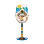 Enesco 6010893 Designs by Lolita Glamping Hand-Painted Artisan Wine Glass, Multicolor