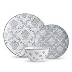 Original Heart Dinnerware Set Dishes Set Grey Stoneware Plate Set 12pcs Bowl and Plate Set