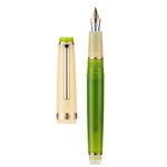 Jinhao 82 Acrylic Fountain Pen, Iridium Fine Nib with Ink Converter, Macaron Grass Green Contrast Color Classic Design Smooth Writing Pen (Gold Trim)