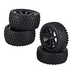 RC Car Tires, RC Car Rubber Tire 4 PCS RC Car Wheels 1/10 RC Truck Rubber Tire Wheel Tyre for Redcat/HSP/HPI/Hobbyking/Traxxas/Losi/VRX/LRP/ZD Racing 1/10 Buggy (Black)