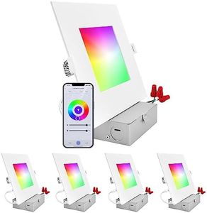 LUXRITE 6 Inch Square Smart LED Recessed Lighting, RGBW Color Changing, WiFi App Control, Voice Control with Alexa and Google Home, No Hub Required, 13W 1000LM, CRI 90, IC Rated, Wet Rated (4 Pack)