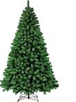 Abaseen 7ft Artificial Christmas Tree Xmas Pine Tree with Solid Metal Legs Perfect for Indoor and Outdoor Holiday Decoration (Green, 7FT)