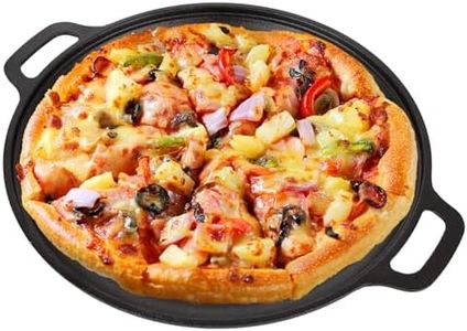 LOPYXBR Cast Iron Pizza Pan 12 Inch/30cm Cast Iron Skillet Pan with Handle, Pre-Seasoned Round Casts Irons Griddle Pans for Tortillas, Baking Stove, Grill BBQ and Camping, Oven Safes