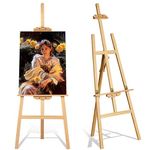 Studio Easel 1.75m Foldable Wooden A Frame Painting Painter Drawing Stand Board 69 Inch Art Display Easel Artist Sketching Wedding Craft Pine Wood