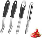 4 Pieces Pepper Corer Zucchini Cucumber Core Deseeder Chili Jalapeno Pepper Corer Stainless Steel Serrated Core Remover Tools with Rubber Handle for Cooking Accessories Professional Kitchen Gadgets