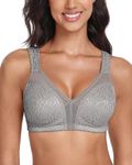 Lemorosy Women's Plus Size Full Coverage Non Padded Wireless Minimizer Bra -Comfort and Double Support (46DDD, Grey)